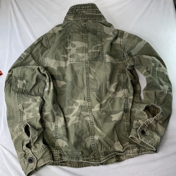 Abercrombie Fitch Sentinel Jacket Mens M Large Athletic Fit Green Camo Military - Picture 11 of 16